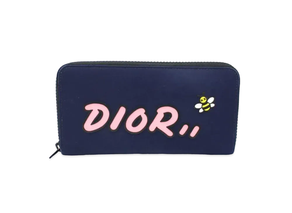 Dior x KAWS Zip Around Wallet "Navy"