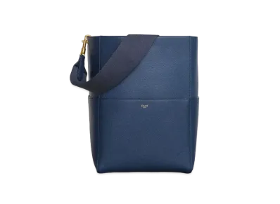 CELINE Sangle Bucket Calfskin Shoulder Bag "Blue"