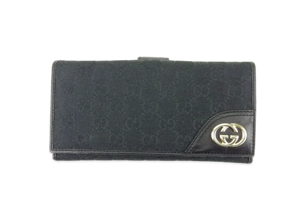 GUCCI GG Canvas W Hook New Britt Wallet "Black"