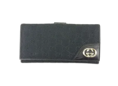 GUCCI GG Canvas W Hook New Britt Wallet "Black"