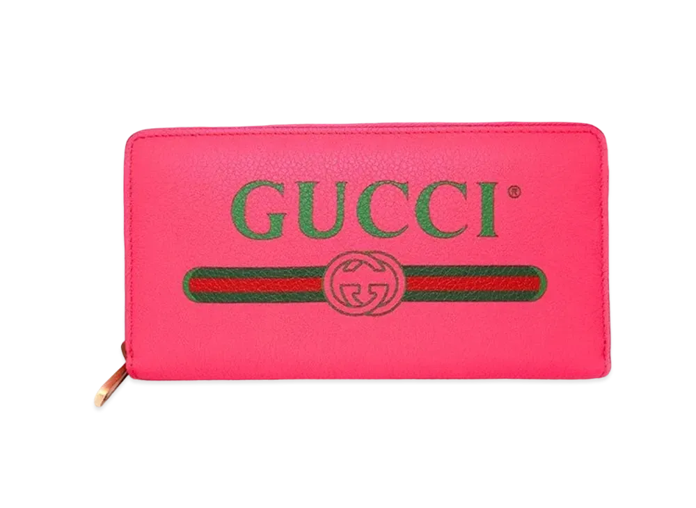 Gucci Vintage Logo Print Round Fastener Wallet "Pink"