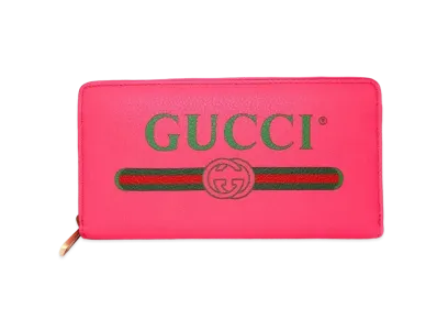 Gucci Vintage Logo Print Round Fastener Wallet "Pink"