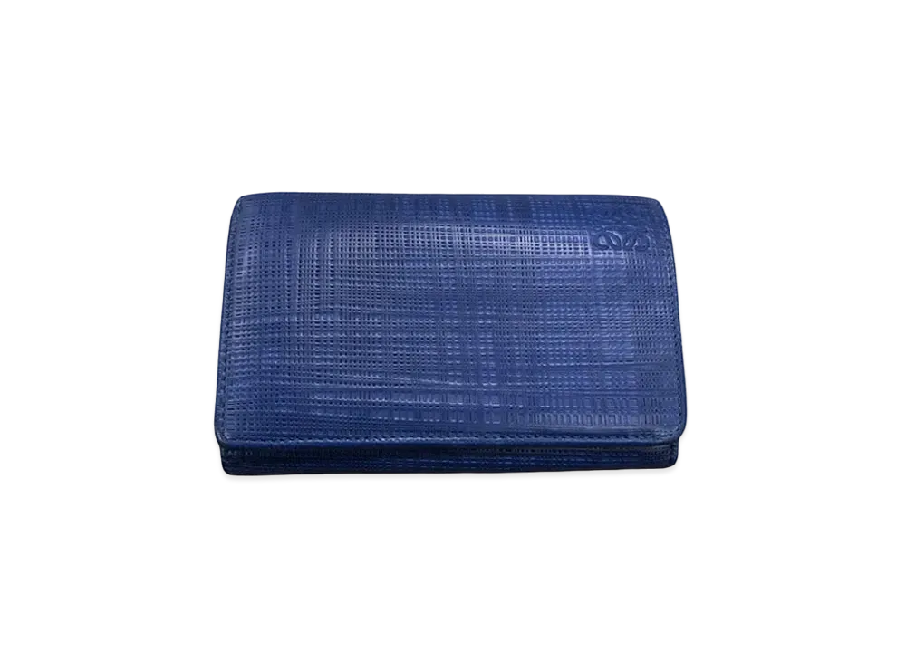 LOEWE Linen Compact Wallet "Blue"