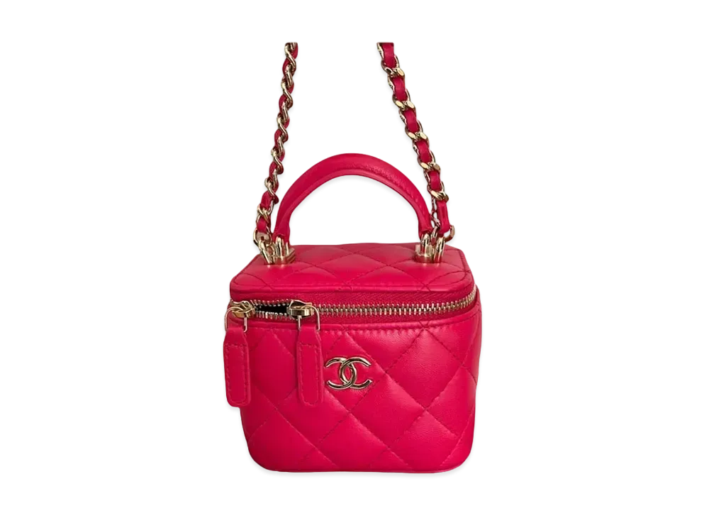 CHANEL Top Handle Small Vanity Shoulder Bag "Dark Pink"