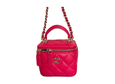 CHANEL Top Handle Small Vanity Shoulder Bag "Dark Pink"