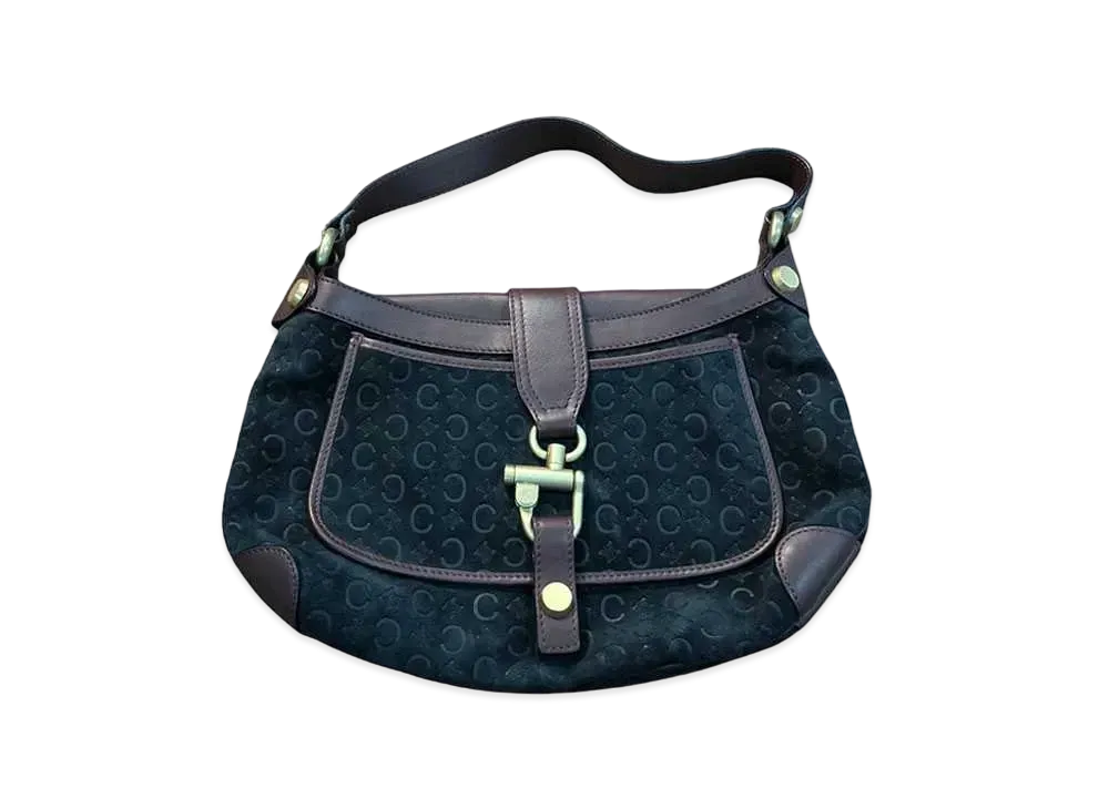 CELINE C Macadam Shoulder Bag "Black"