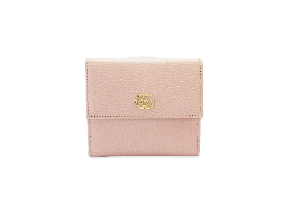 GUCCI GG Marmont Leather French Flap Wallet "Pink"