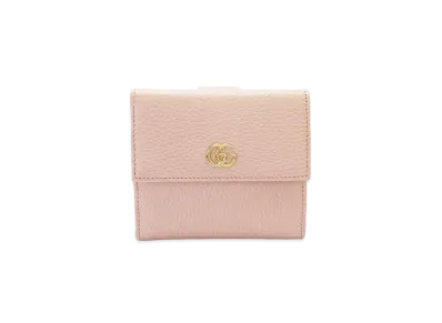 GUCCI GG Marmont Leather French Flap Wallet "Pink"