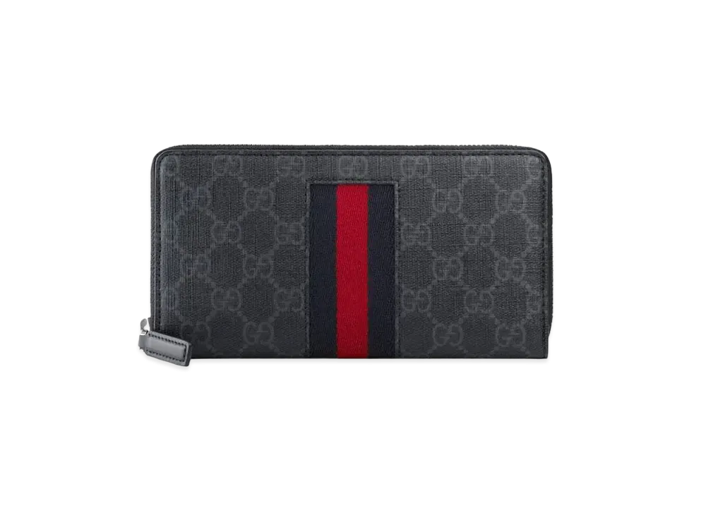 グッチ GGスプリーム ニューウェブ ジップアラウンドウォレット "ブラック" 408831 KHN4N 1095