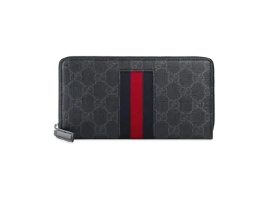 GUCCI GG Supreme Web Zip Around Wallet "Black"