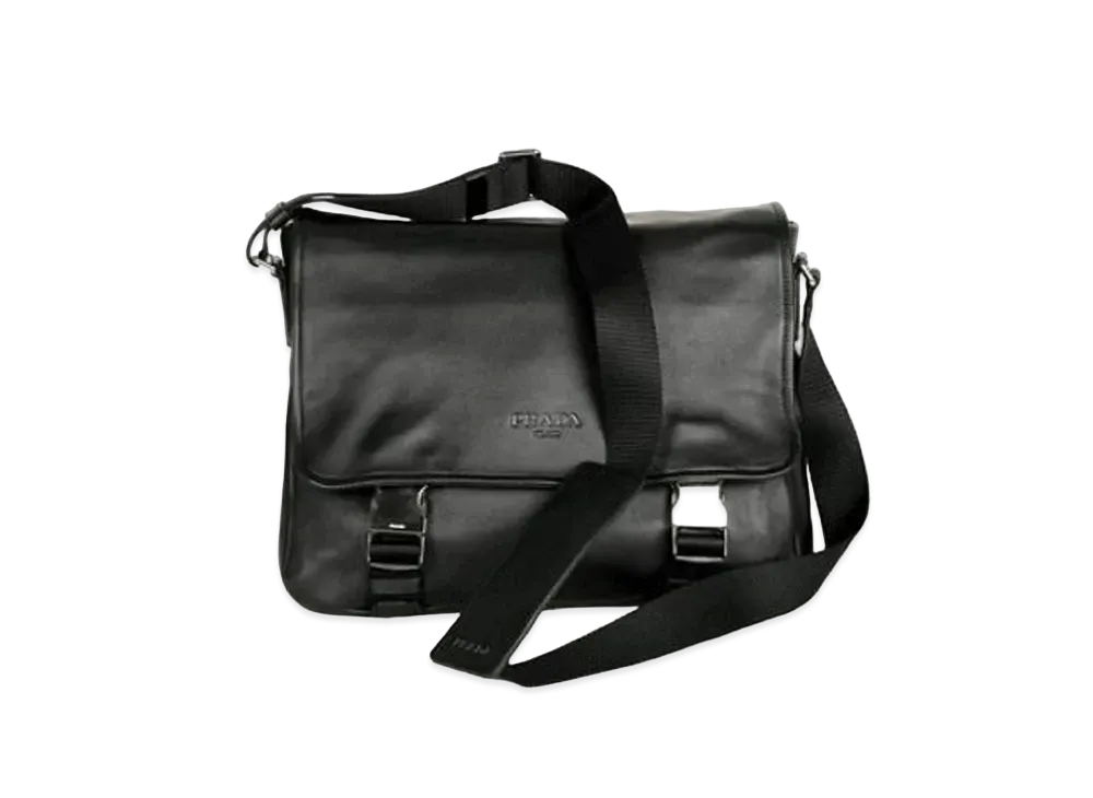 PRADA Leather Messenger Bag "Black"