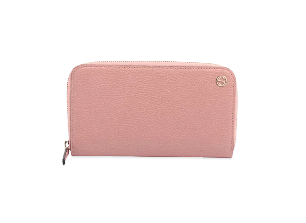 GUCCI Interlocking G Leather Round Zip Wallet ”Pink”
