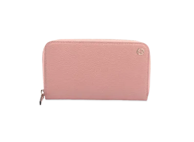 GUCCI Interlocking G Leather Round Zip Wallet ”Pink”