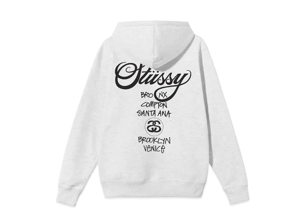 Stussy WORLD TOUR ZIP HOODIE "Grey Heather"