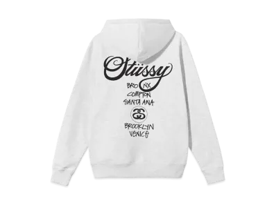 Stussy WORLD TOUR ZIP HOODIE "Grey Heather"