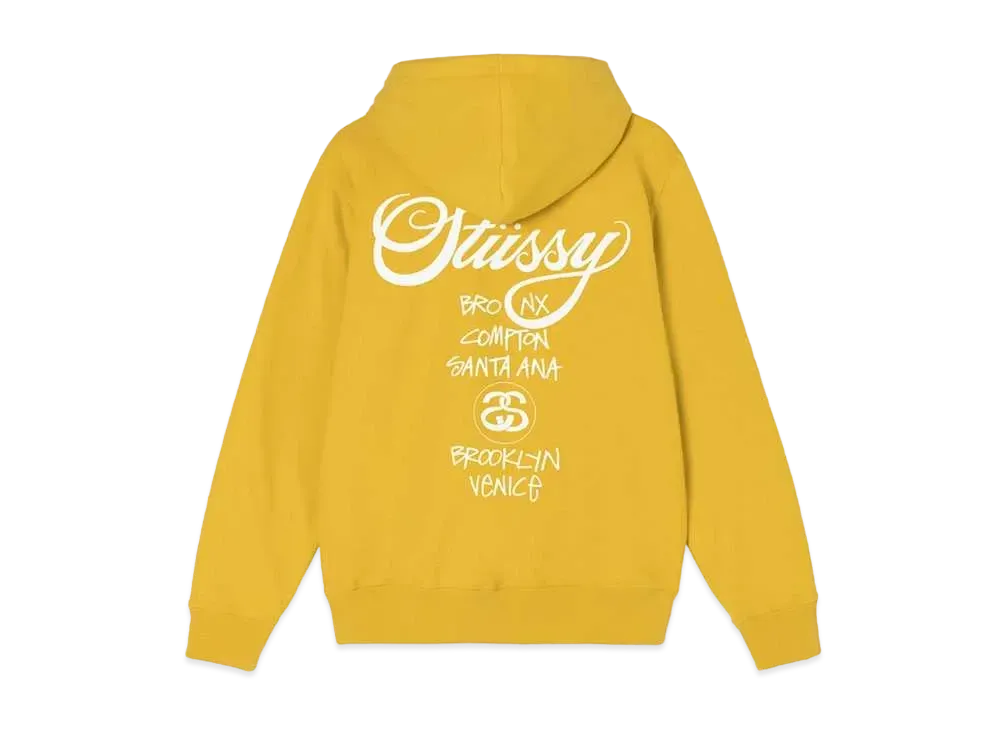 Stussy WORLD TOUR ZIP HOODIE "Honey"