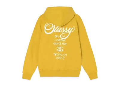 Stussy WORLD TOUR ZIP HOODIE "Honey"