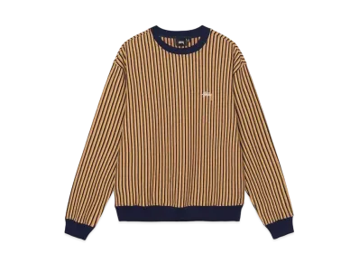 Stussy VERTICAL DOT STRIPED LS CREW "Navy"