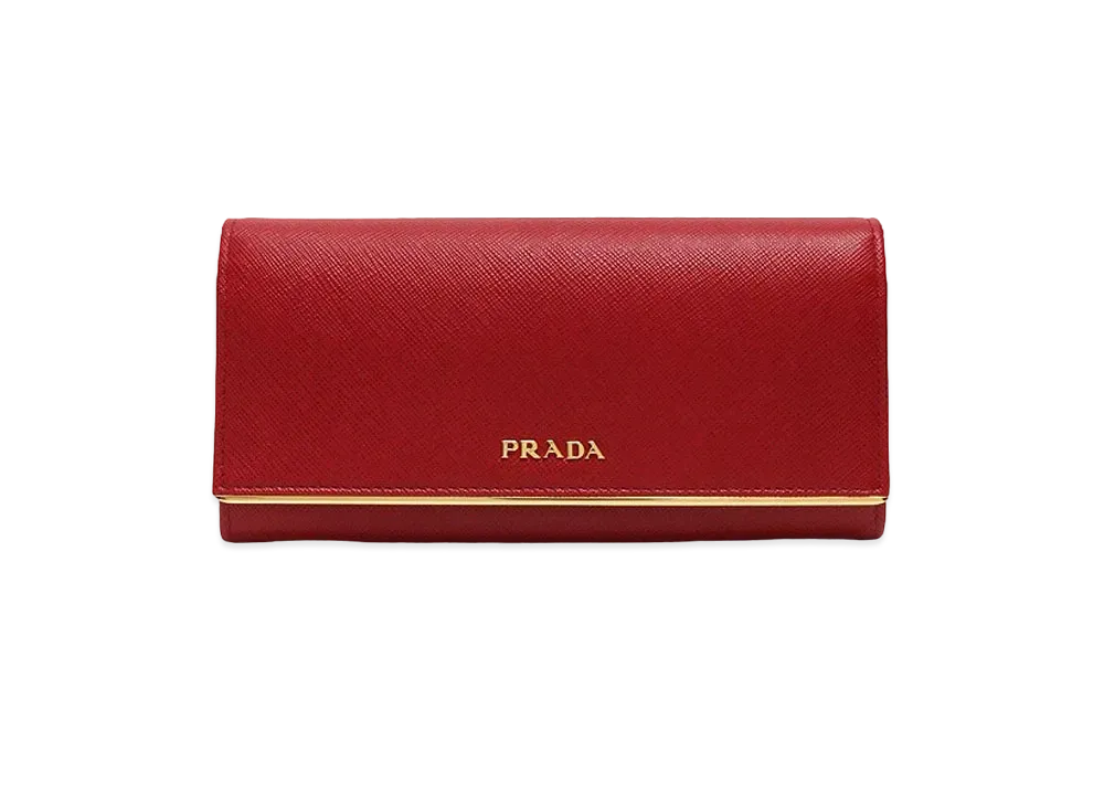 PRADA Saffiano Leather Long Wallet "Red"