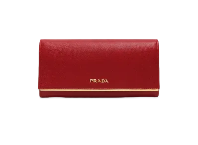 PRADA Saffiano Leather Long Wallet "Red"