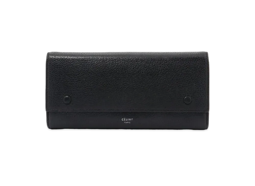 CELINE Large Frap Multi Function Leather Wallet "Black"