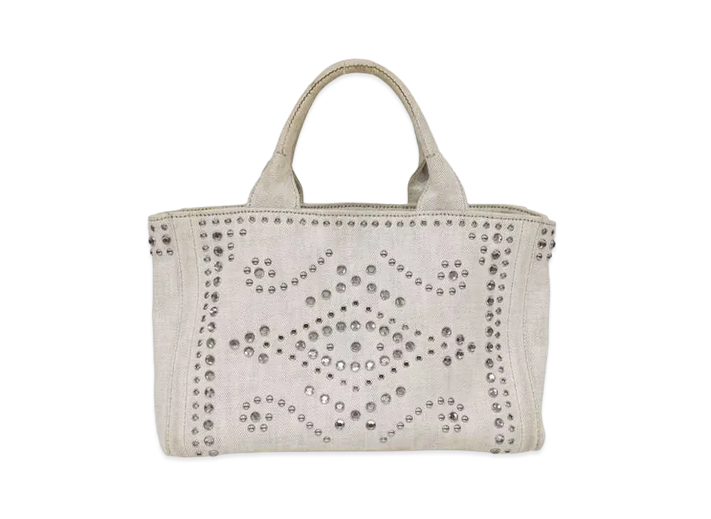 PRADA Canapa Studs Handbag