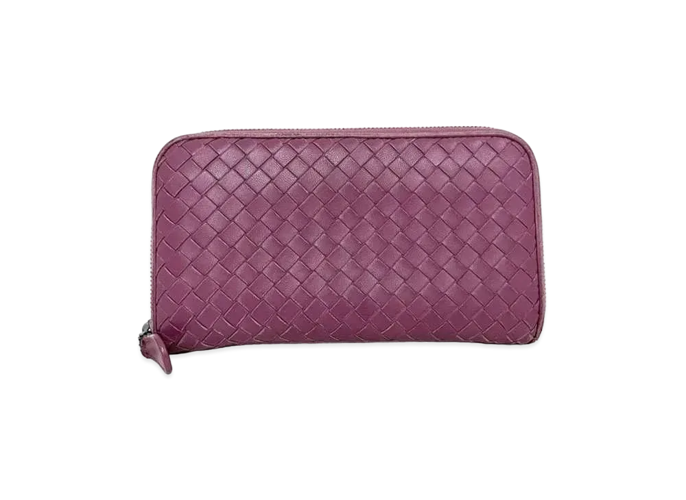 Bottega Veneta Intrecciato Round Fastener Wallet "Purple"