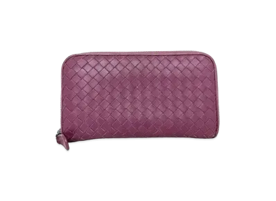Bottega Veneta Intrecciato Round Fastener Wallet "Purple"