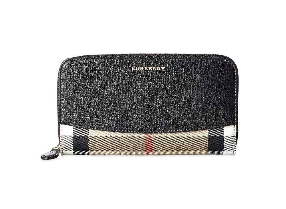 BURBERRY House Check Round Zip Wallet "Black"