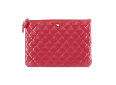 CHANEL Matelasse Enamel Clutch Bag "Pink"