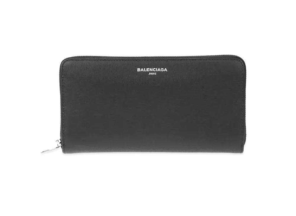 BALENCIAGA Logo Round Fastener Wallet "Black/Pink"