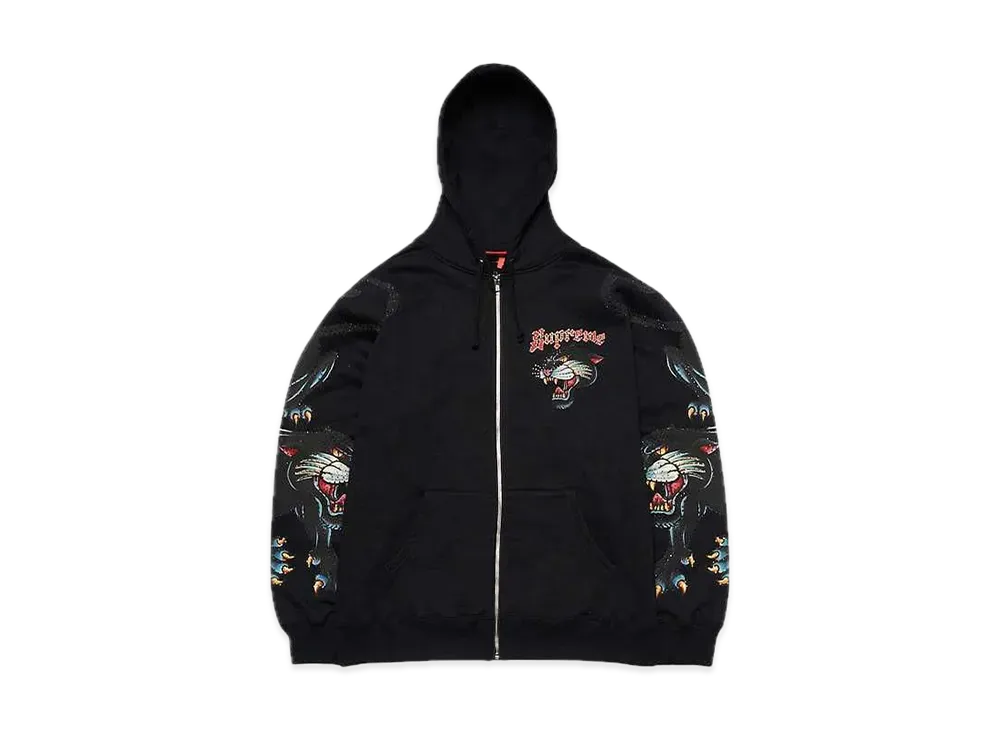 Supreme Panther Zip Up Hooded Sweatshirt "Black"