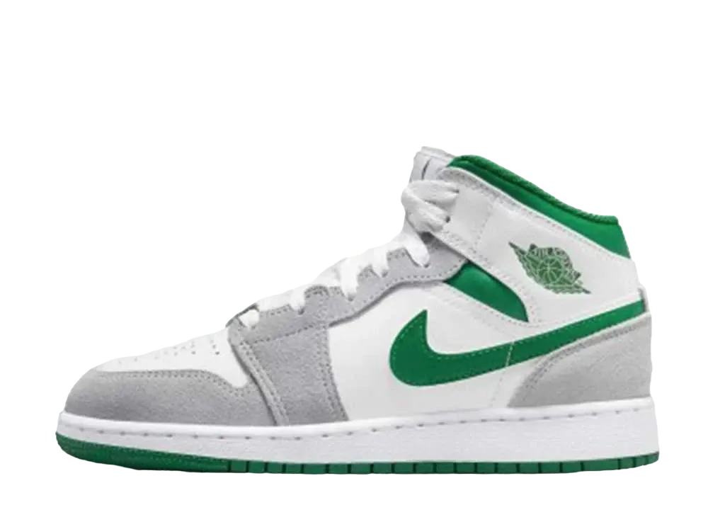 Nike GS Air Jordan 1 Mid SE "White/Pine Green/Smoke Grey"
