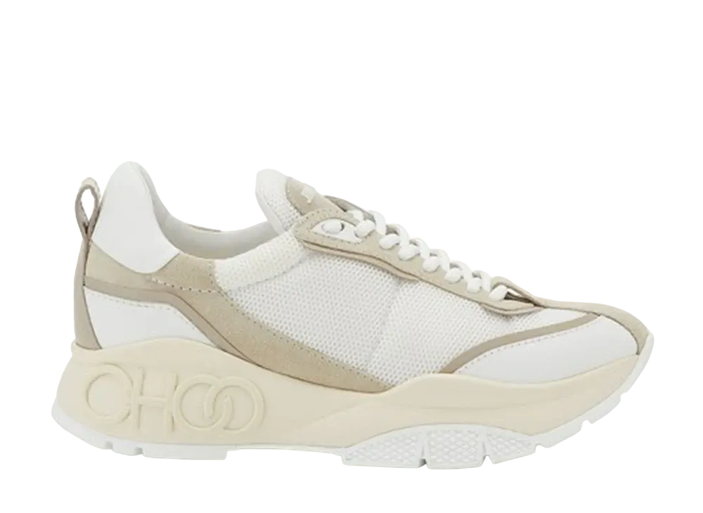 ジミーチュウ レイン スウェード メッチュ アンド レザー トレーナー "ベージュ"