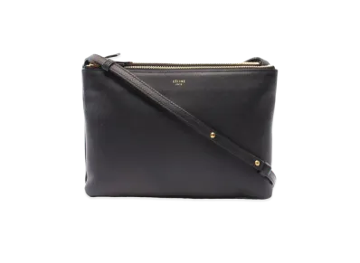 CELINE Trio Large Leather Shoulder Bag "Black"