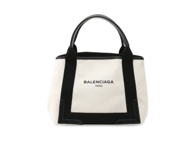BALENCIAGA Navy Cabas Tote Bag "White"