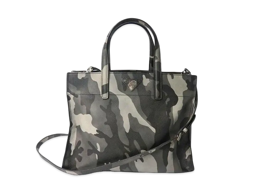 プラダ サフィアーノ レザー 2ウェイ トートバッグ "カモ" B2603P