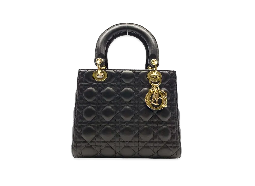 ディオール レディ ディオール ミディアム ラムスキン ハンドバッグ "ブラック"