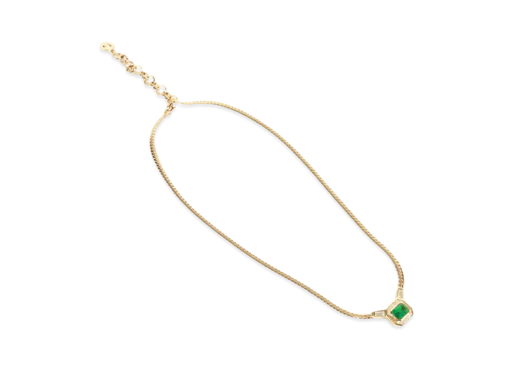 ディオール エメラルド グラス ストーン ネックレス "ゴールド"