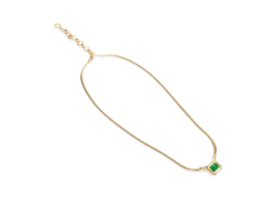 Dior Emerald Glass Stone Necklace "Gold"