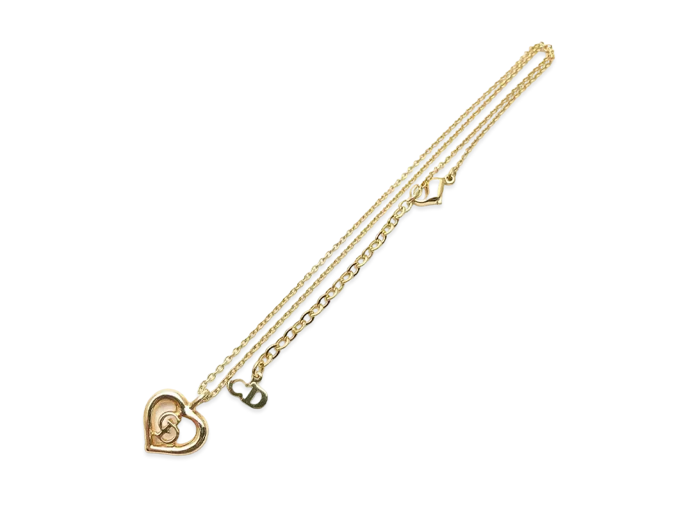 ディオール ハートモチーフ CDロゴ ネックレス "ゴールド"