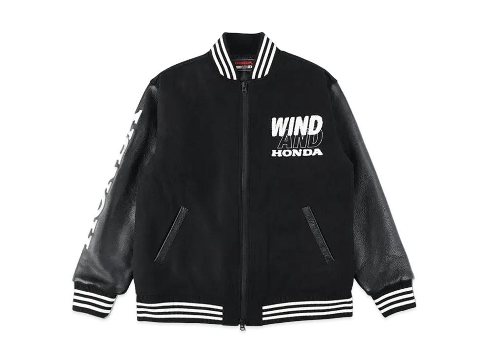 WIND AND SEA x HONDA -H- VARSITY JACKET "Black"