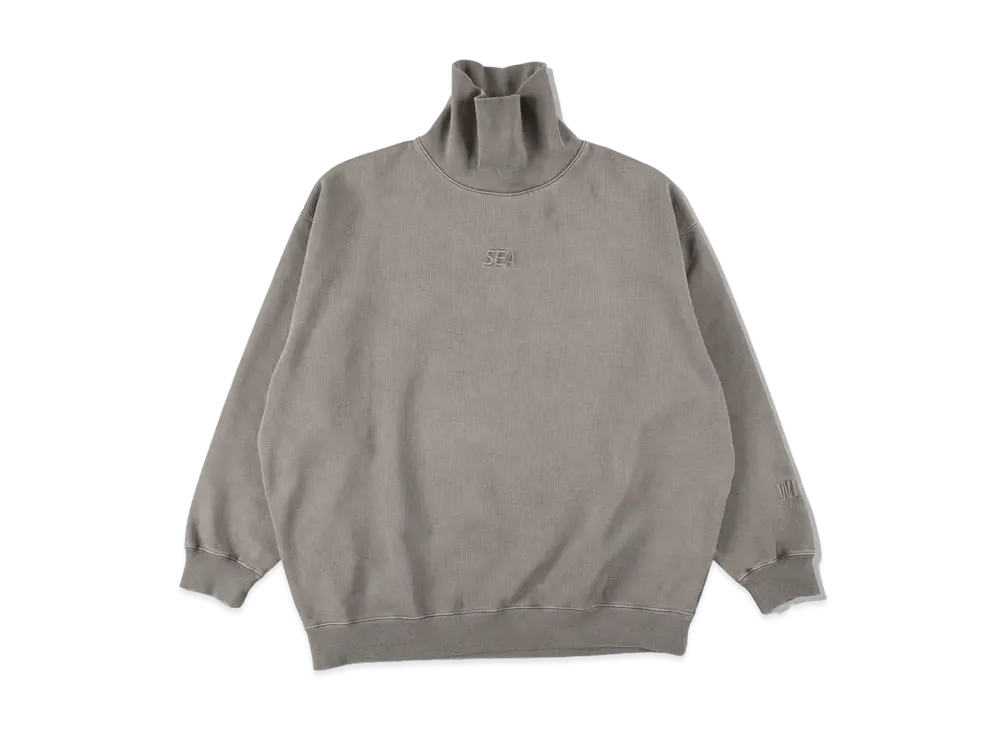 WIND AND SEA SEA (PIGMENT-DYE) TURTLE NECK SWEAT SHIRT "Charcoal"