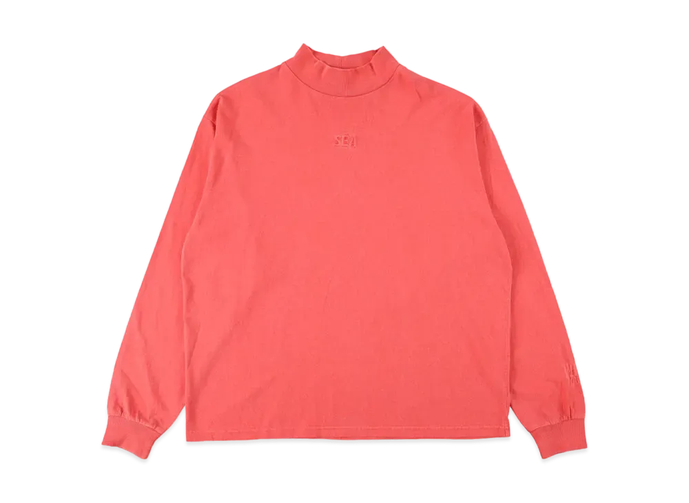 WIND AND SEA SEA (PIGMENT-DYE) L/S MOCKNECK T-SHIRT "Red"