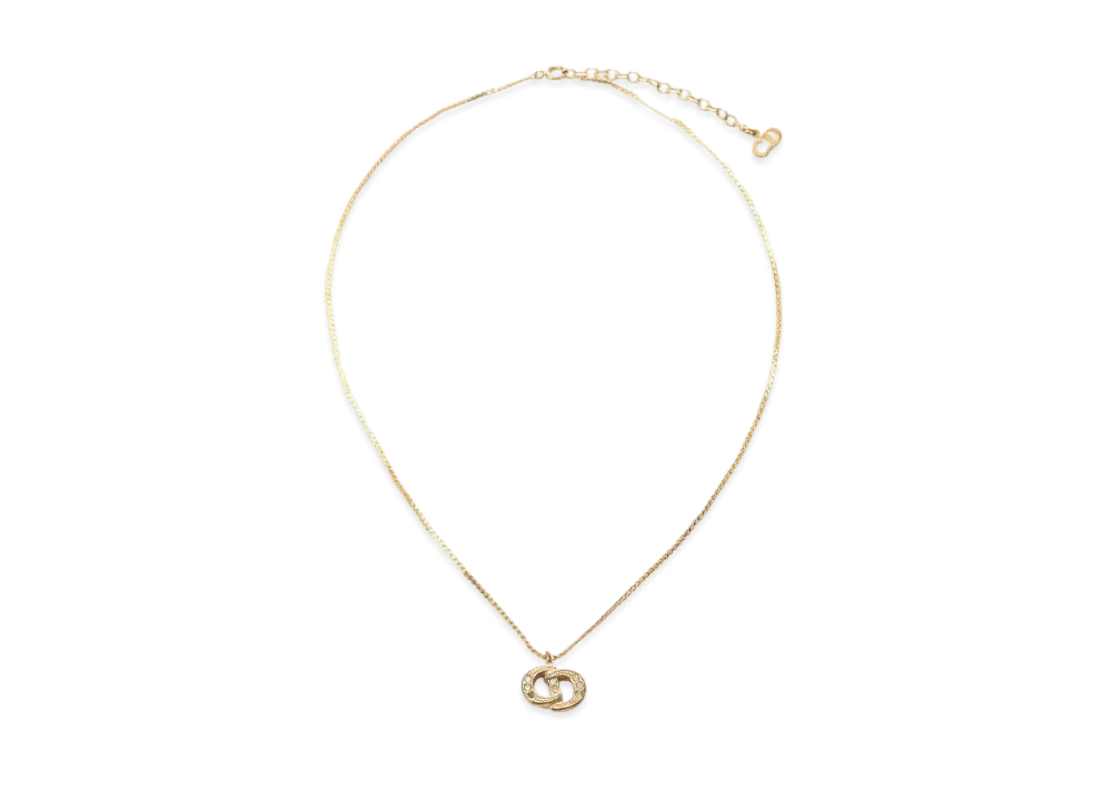 ディオール ラインストーン ロゴデザイン ネックレス "ゴールド"