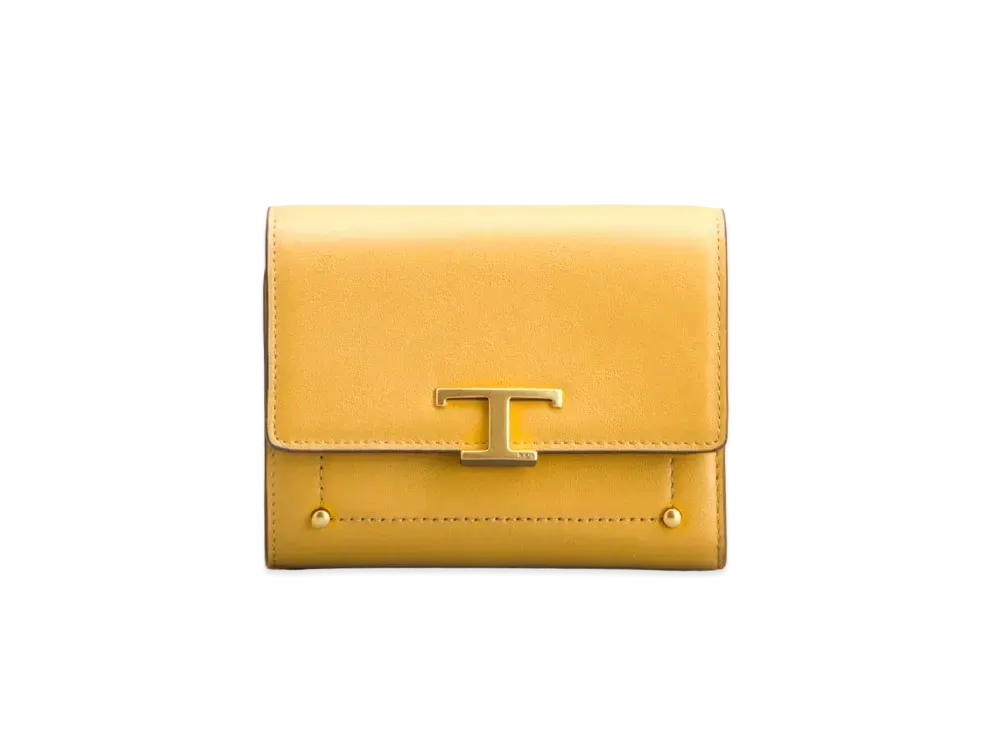 TOD'S T Timeless Wallet In Leather "Yellow"