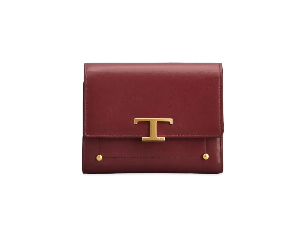TOD'S T Timeless Wallet In Leather "Red"