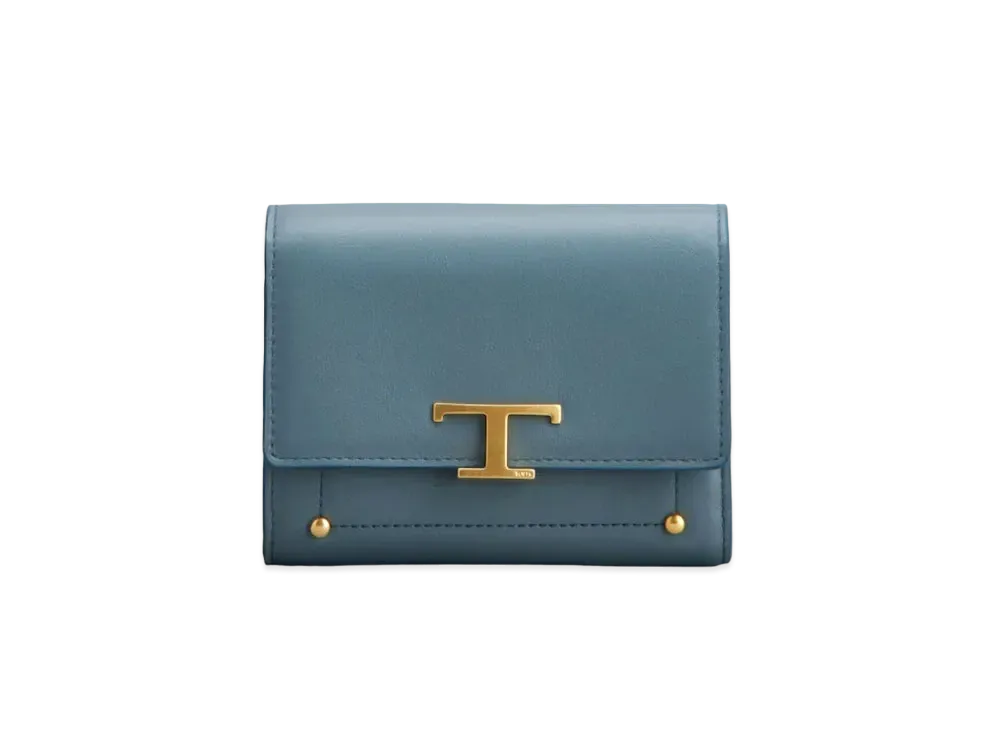 TOD'S T Timeless Wallet In Leather "Blue"