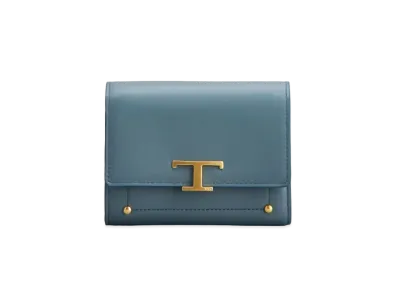 TOD'S T Timeless Wallet In Leather "Blue"