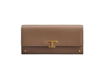 TOD'S T Timeless Wallet In Leather "Brown"